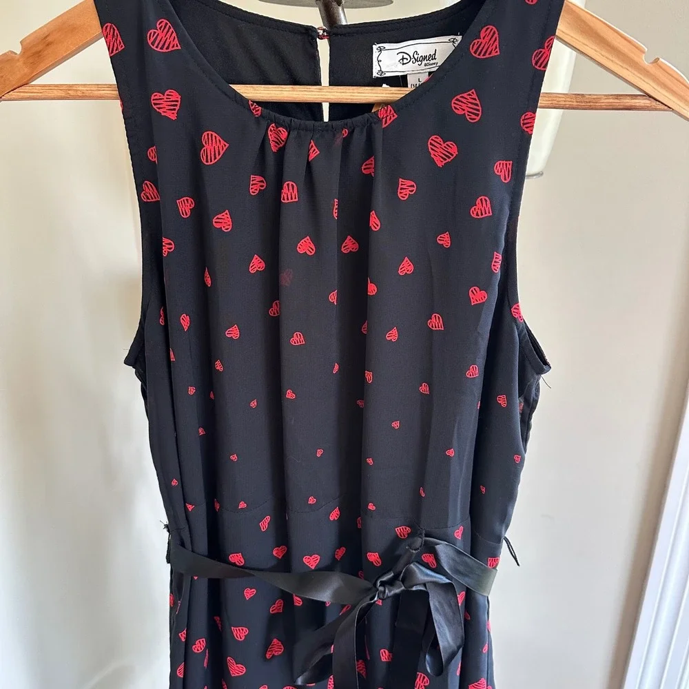 Disney D-Signed Queen of Hearts Black Red Sleeveless Ribbon Dress Kids‎ L 14 16